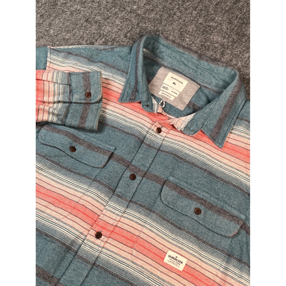 Quiksilver Flannel Multi Striped‎ Brushed Cotton Shacket Pockets Tapestry XXL